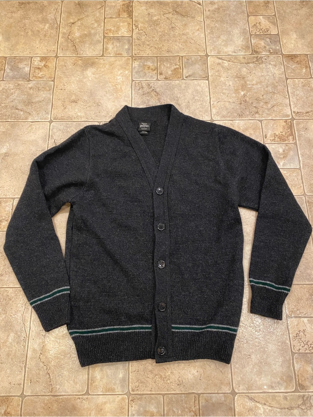 Harry Potter Slytherin Wool Blend Cardigan Sweater Made In Scotland Size Medium